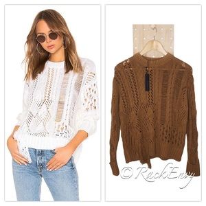 NWT 360 CASHMERE TENLEY CABLE KNIT FRINGE SWEATER